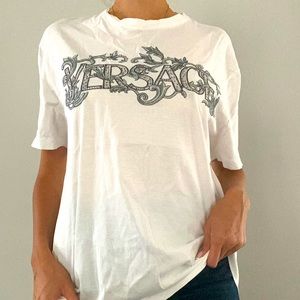 Versace Men’s size XL crystal White logo T-shirt